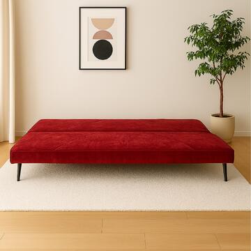 Divano Letto Petalo Rosso Clic Clac 3 Posti, in Poliestere Effetto Vellutato, 182x80 h 74cm