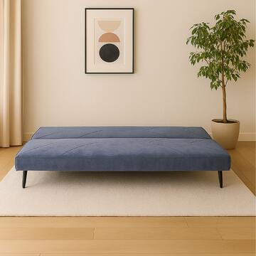 Divano Letto Petalo Blu Clic Clac 3 Posti, in Poliestere Effetto Vellutato, 182x80 h 74cm