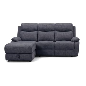 Divano 3 Posti Naly Grafite con Recliner Elettrico + Chaise Longue Contenitore SX 198x163 h99 cm