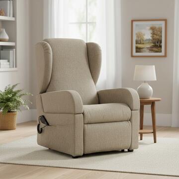 Poltrona motorizzata Viky con meccanismo relax, 2 motori + carrello e braccioli estraibili - Beige