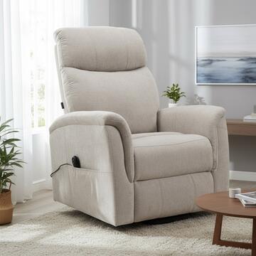 Poltrona Motorizzata Solea Beige - 2 Motori + Telecomando 4 Funzioni - 2 Tasche Laterali - 97x80 h107 cm