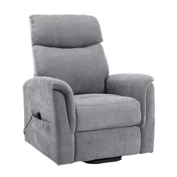 Poltrona Motorizzata Solea Grigia - 2 Motori + Telecomando 4 Funzioni - 2 Tasche Laterali - 97x80 h107 cm