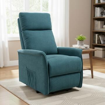 Poltrona Motorizzata Essenza Petrolio - 1 Motore + Telecomando 2 Funzioni - 2 Tasche Laterali - 93x73 h 105 cm