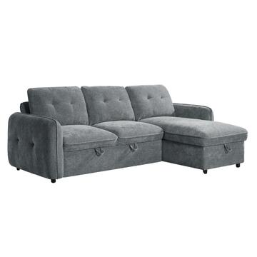 Divano Letto Angolare 3 Posti Reversibile Quincy Grigio...