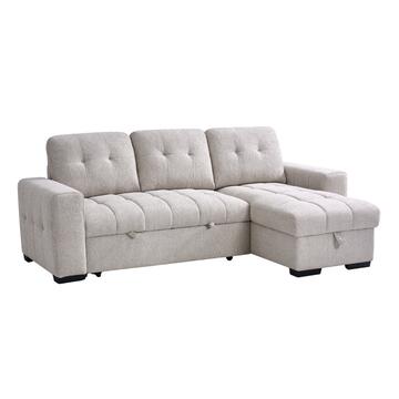 Divano Letto Angolare 3 Posti Reversibile Ellery Beige - 250x155 h92 cm - con Vano Contenitore Marino Fa Mercato