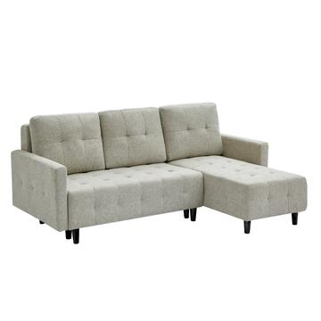 Divano Letto Angolare 3 Posti Tortora con Chaise Longue Reversibile e 3 Schienali Sfoderabili Adak
