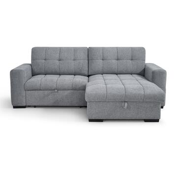 Divano Letto Angolare Reversibile Eclisse Grigio 3 Posti - 250x154 h93 cm - con Maxi Chaise Longue con Vano Contenitore