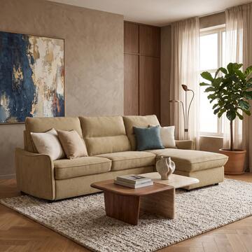 Divano Letto Angolare Yanis Verde 3 Posti con Chaise Longue Reversibile 271x165 h102 cm