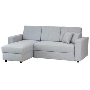 Divano Letto 3 Posti Angolare Reversibile Corfù + Vano Contenitore e 2 Cuscini - Grigio chiaro