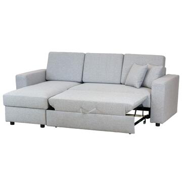 Divano Letto 3 Posti Angolare Reversibile Corfù + Vano Contenitore e 2 Cuscini - Grigio chiaro