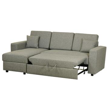 Divano Letto 3 Posti Angolare Reversibile Corfù + Vano Contenitore e 2 Cuscini - Tortora