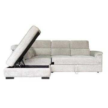 Divano Letto Angolare Sinistro Luna Taupe con Pouff... - Marino Fa Mercato