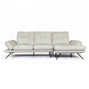 Divano 2 Posti con Chaise Longue DX Santorini in Poliestere Tramato Idropellente con Schienali Movibili