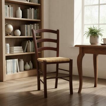 Sedia tradizionale Paesana in legno colore noce con seduta impagliata