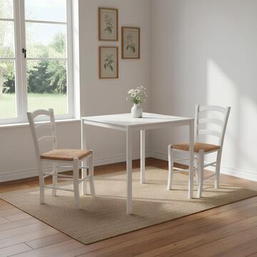 Sedia tradizionale Paesana bianca in legno con seduta impagliata