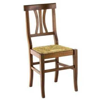 Sedia rustica in legno con seduta in paglia intrecciata - Marino fa Mercato