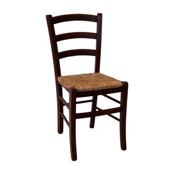 Sedia Tradizionale Paesana in Legno Colore Noce - con Seduta Impagliata - Venezia - 41,5x40 h88 cm - per Case, Ristoranti, Bar, Agriturismi, Osterie, Enoteche