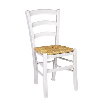 Sedia Tradizionale Paesana in Legno Colore Ghiaccio - con Seduta Impagliata - 41,5x40 h88 cm - per Case, Ristoranti, Bar, Agriturismi, Osterie, Enoteche Marino Fa Mercato