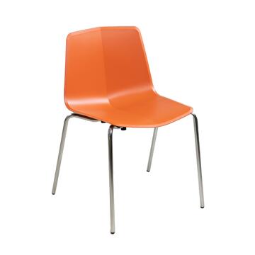 Sedia moderna in plastica arancione gambe in metallo per sala da pranzo, impilabile Marino fa Mercato