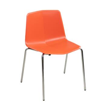 Sedia moderna in plastica rossa e gambe metallo per sala da pranzo, impilabile Marino fa Mercato