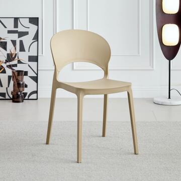 Sedia Fortis Kaki in Polipropilene - 47x58 h78 cm - Impilabile - per Soggiorno, Ufficio, Bar, Ristorante