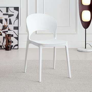 Sedia Fortis Bianca in Polipropilene - 47x58 h78 cm - Impilabile - per Soggiorno, Ufficio, Bar, Ristorante