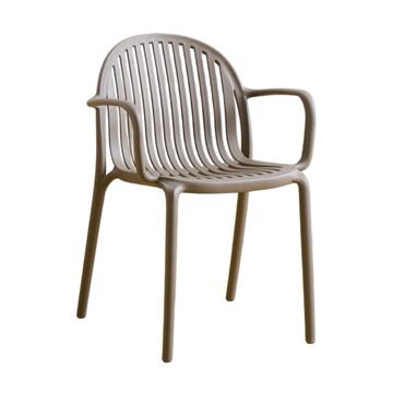 Sedia Moderna Impilabile Vedd Tortora in Polipropilene con Braccioli 56x56 h79 cm - per Soggiorno, Ufficio, Bar, Ristorante