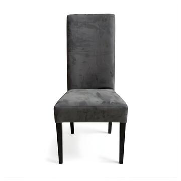 Sedia Moderna Boston in Microfibra Grigia Effetto Velluto 48x54 h 105 cm - con Gambe Nere - Made in Italy