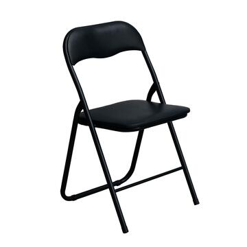 Sedia pieghevole Rino Nera in ecopelle e struttura in metallo