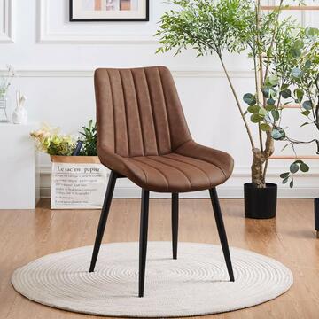Sedia Moderna Sket Marrone 62x52 h87 cm - per Sala da Pranzo, Angoli Studio, Open Space - con Gambe in Metallo Verniciato Nero