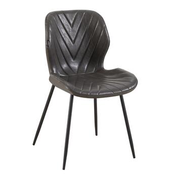 Sedia Moderna Oster Grigia - 47x53 h 84,5 cm - per Sala da Pranzo, Ufficio, Open Space - con Gambe in Metallo ed Ecopelle