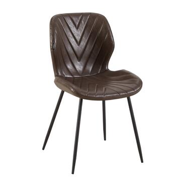 Sedia Moderna Oster Marrone - 47x53 h 84,5 cm - per Sala da Pranzo, Ufficio, Open Space - con Gambe in Metallo ed Ecopelle