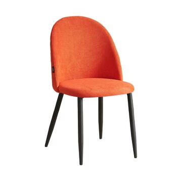 Sedia Moderna Sissy Arancione - 55x48 h86 cm - per Sala da Pranzo, Angoli Studio, Spazio Relax - con Gambe in Metallo Nero