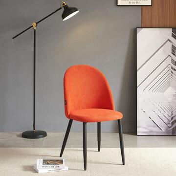Sedia Moderna Sissy Arancione - 55x48 h86 cm - per Sala da Pranzo, Angoli Studio, Spazio Relax - con Gambe in Metallo Nero