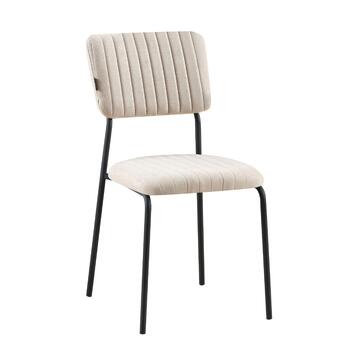Sedia Moderna Plinia Beige 53x43 h84 cm con Gambe in Metallo Nero Opaco