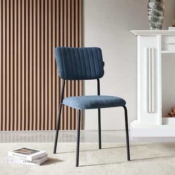 Sedia Moderna Plinia Blu 53x43 h84 cm con Gambe in Metallo Nero Opaco