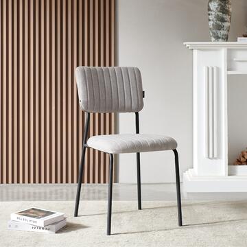 Sedia Moderna Plinia Grigie 53x43 h84 cm con Gambe in Metallo Nero Opaco