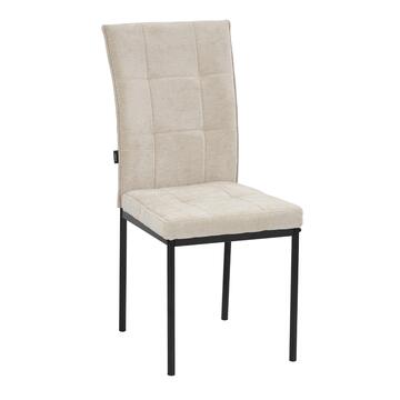 Sedia Moderna Imbottita Tullia Tortora 44x61 h 96 cm, con Gambe in Ferro Verniciato Nero