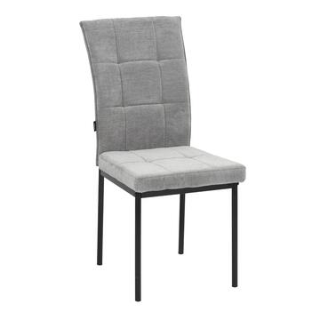 Sedia Moderna Imbottita Tullia Grigia 44x61 h 96 cm, con Gambe in Ferro Verniciato Nero