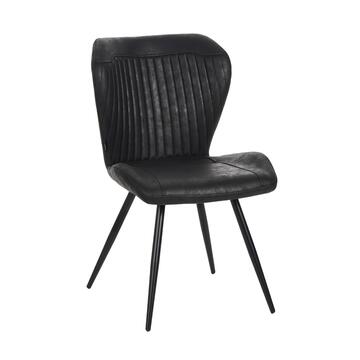 Sedia Moderna Gea Nera 53x64 h85 cm con Gambe in Metallo e Rivestimento Effetto Vintage