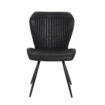 Sedia Moderna Gea Nera 53x64 h85 cm con Gambe in Metallo e Rivestimento Effetto Vintage