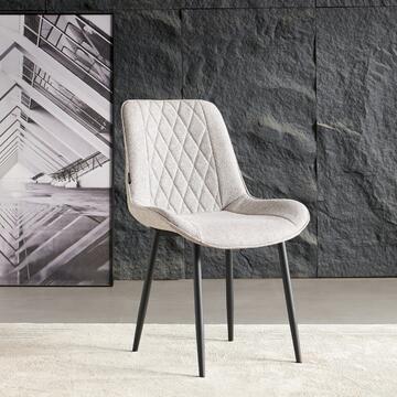 Sedia Moderna Zora Tortora - 58x53 h84 cm - per Sala da Pranzo, Open Space, Angoli Studio - con Gambe in Metallo Nero Verniciato