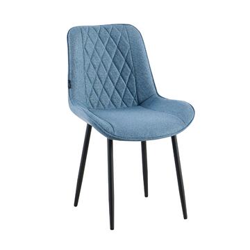 Sedia Moderna Zora Blu - 58x53 h84 cm - per Sala da Pranzo, Open Space, Angoli Studio - con Gambe in Metallo Nero Verniciato