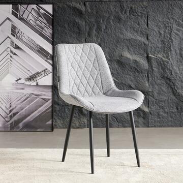 Sedia Moderna Zora Grigia - 58x53 h84 cm - per Sala da Pranzo, Open Space, Angoli Studio - con Gambe in Metallo Nero Verniciato