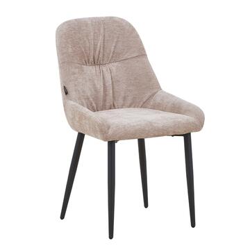 Sedia Moderna Imbottita Beige Medea con Gambe in Metallo Nero 56x54 h88 cm