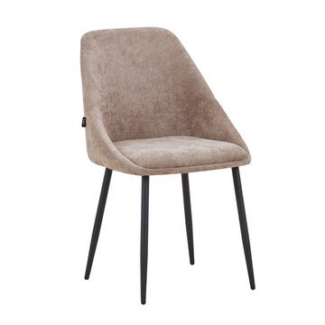 Sedia Moderna Imbottita Beige Circe con Gambe in Metallo Nero 58,5x53 h85 cm