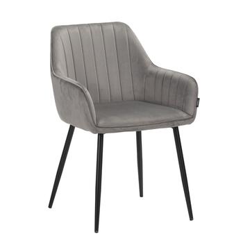 Poltroncina Moderna Grigia Nemesi con Gambe in Ferro e Rivestimento Effetto Velvet 61x56 h82 cm