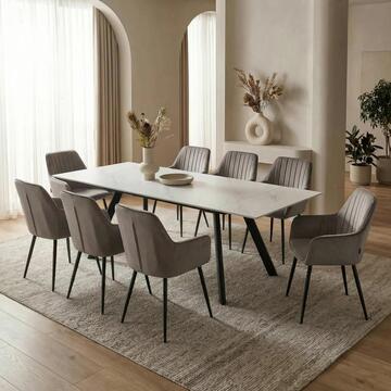 Poltroncina Moderna Grigia Nemesi con Gambe in Ferro e Rivestimento Effetto Velvet 61x56 h82 cm