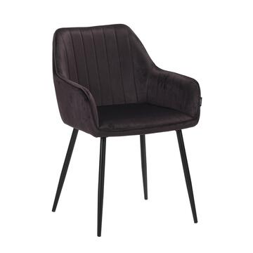 Poltroncina Moderna Nero Nemesi con Gambe in Ferro e Rivestimento Effetto Velvet 61x56 h82 cm