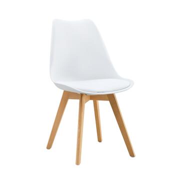 Set 4 Sedie Moderne Bianche con Gambe in Legno Massello di Faggio Prisma 53,5x48 h83 cm